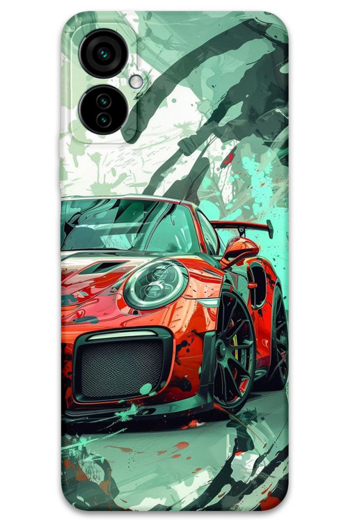 Tecno Camon 19 Neo Uyumlu Araba Desenli Telefon Kılıfı + Ekran Koruyucu - 5765