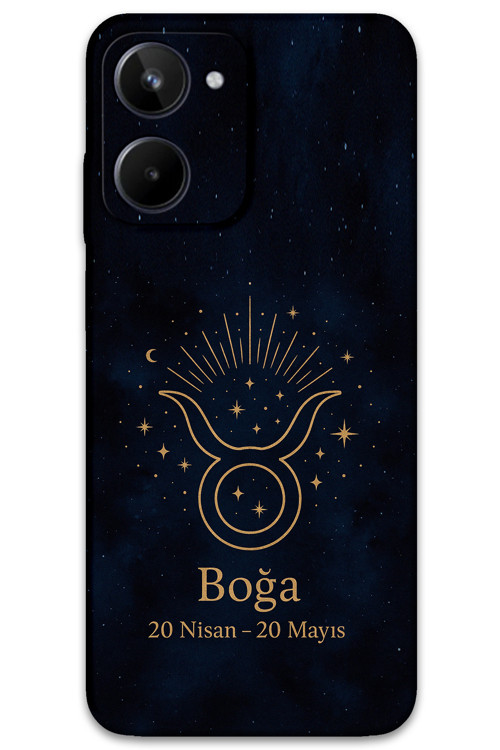 Realme 10 4G Uyumlu Boğa Burcu Desenli Telefon Kılıfı + Ekran Koruyucu - 5769
