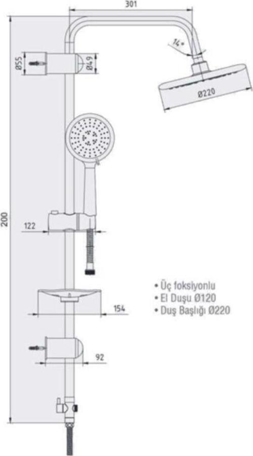 ACUBA KOLONLU DUŞ SETİ 3 FONKSİYONLU 102158026