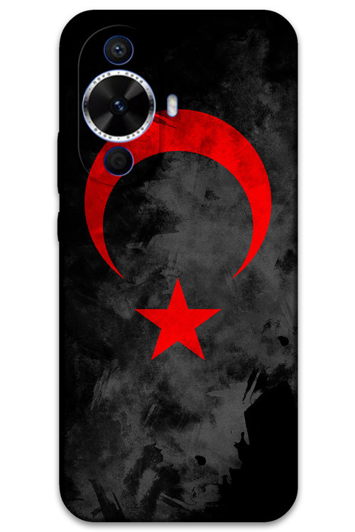 Huawei Nova 12S Uyumlu Türk Bayrağı Desenli Telefon Kılıfı + Ekran Koruyucu - 5852