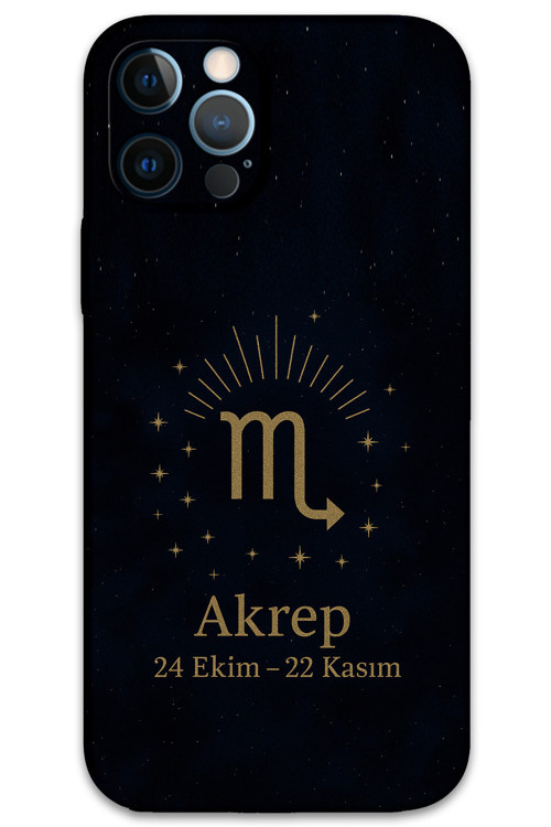 İphone 12 Pro Uyumlu Akrep Burcu Desenli Telefon Kılıfı + Ekran Koruyucu - 5775