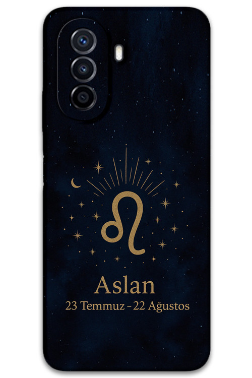 Huawei Nova Y70 Uyumlu Aslan Burcu Desenli Telefon Kılıfı + Ekran Koruyucu - 5772
