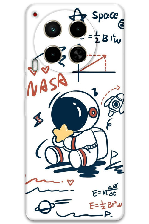 Tecno Camon 30 Uyumlu Astronot Desenli Telefon Kılıfı + Ekran Koruyucu - 5858