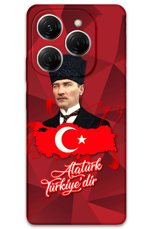 Tecno Spark 20 Pro Uyumlu Atatürk Desenli Telefon Kılıfı + Ekran Koruyucu - 5851