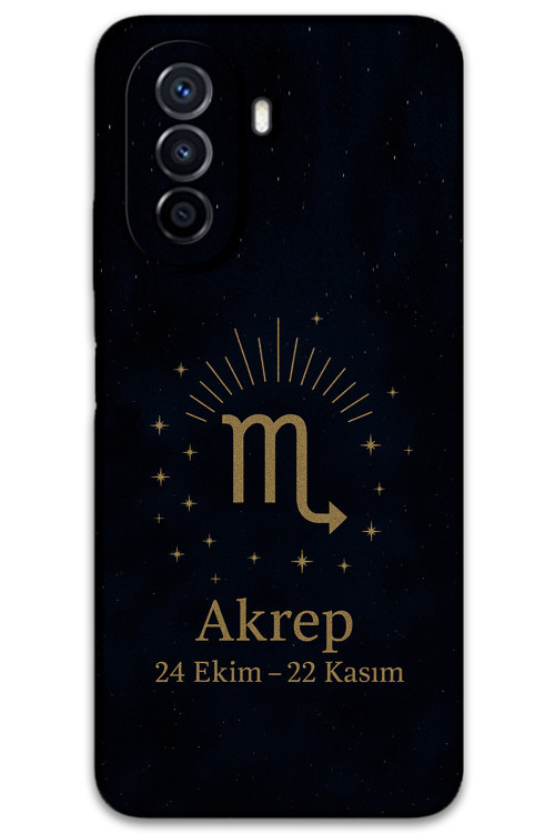 Huawei Nova Y70 Uyumlu Akrep Burcu Desenli Telefon Kılıfı + Ekran Koruyucu - 5775