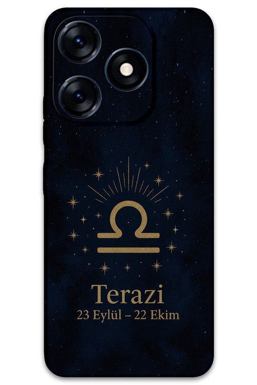 Tecno Spark 20C Uyumlu Terazi Burcu Desenli Telefon Kılıfı + Ekran Koruyucu - 5774