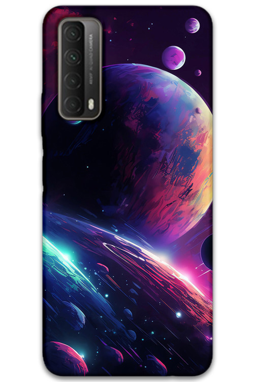 Huawei P Smart 2021 Uyumlu Uzay Desenli Telefon Kılıfı + Ekran Koruyucu - 5862