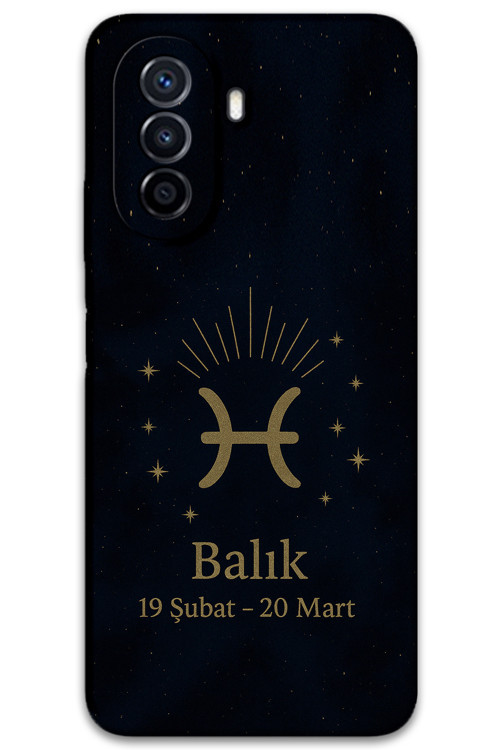 Huawei Nova Y70 Uyumlu Balık Burcu Desenli Telefon Kılıfı + Ekran Koruyucu - 5779