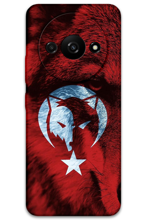 Xiaomi Redmi A3 Uyumlu Türk Bayrağı Desenli Telefon Kılıfı + Ekran Koruyucu - 5856