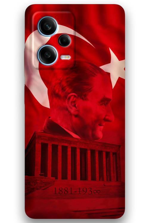 Xiaomi Redmi Note 12 5G Uyumlu Atatürk Desenli Telefon Kılıfı + Ekran Koruyucu - 5848