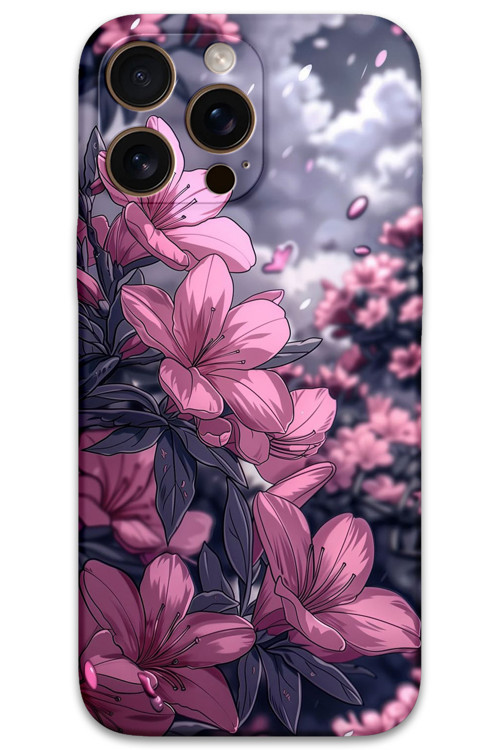 İphone 16 Pro Max Uyumlu Çiçek Desenli Telefon Kılıfı + Ekran Koruyucu - 5796