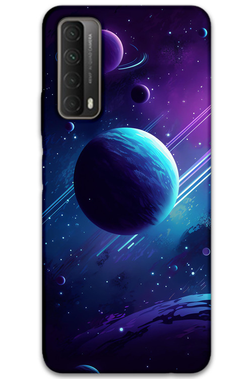 Huawei P Smart 2021 Uyumlu Uzay Desenli Telefon Kılıfı + Ekran Koruyucu - 5866