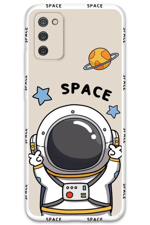 Galaxy A03S Uyumlu Astronot Desenli Telefon Kılıfı + Ekran Koruyucu - 5865