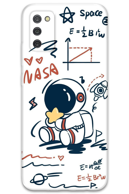 Galaxy A03S Uyumlu Astronot Desenli Telefon Kılıfı + Ekran Koruyucu - 5858