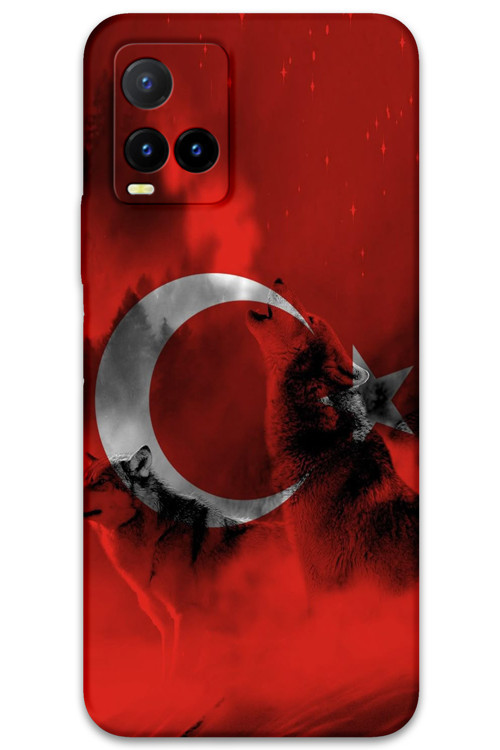 Vivo Y21S Uyumlu Türk Bayrağı Desenli Telefon Kılıfı + Ekran Koruyucu - 5854