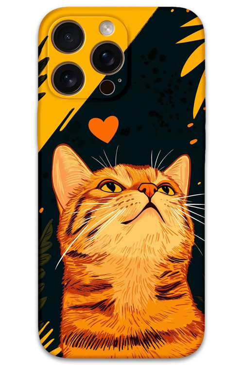 İphone 16 Pro Max Uyumlu Kedi Desenli Telefon Kılıfı + Ekran Koruyucu - 5783