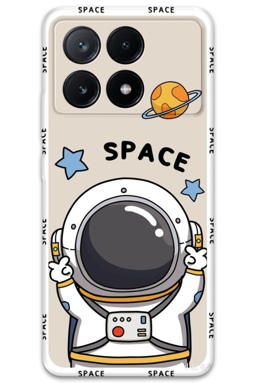 Poco X6 Pro Uyumlu Astronot Desenli Telefon Kılıfı + Ekran Koruyucu - 5865