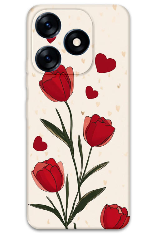 Tecno Spark 10C Uyumlu Çiçek Desenli Telefon Kılıfı + Ekran Koruyucu - 5789