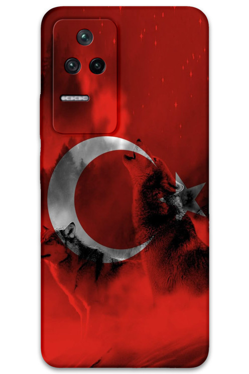 Poco F4 Uyumlu Türk Bayrağı Desenli Telefon Kılıfı + Ekran Koruyucu - 5854