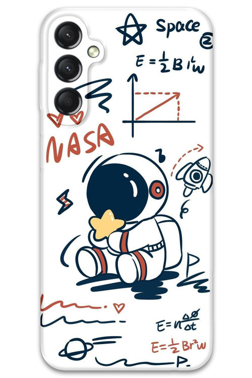 Galaxy A04S Uyumlu Astronot Desenli Telefon Kılıfı + Ekran Koruyucu - 5858