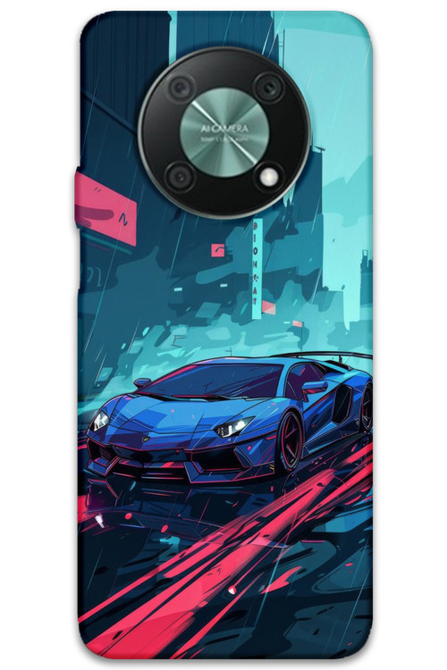Huawei Nova Y90 Uyumlu Araba Desenli Telefon Kılıfı + Ekran Koruyucu - 5763