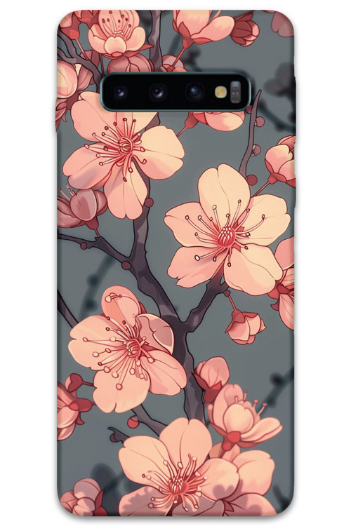 Galaxy S10 Plus Uyumlu Çiçek Desenli Telefon Kılıfı + Ekran Koruyucu - 5801