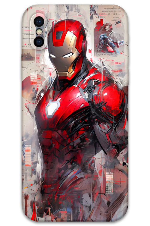 İphone Xs Max Uyumlu İronman Desenli Telefon Kılıfı + Ekran Koruyucu - 5828