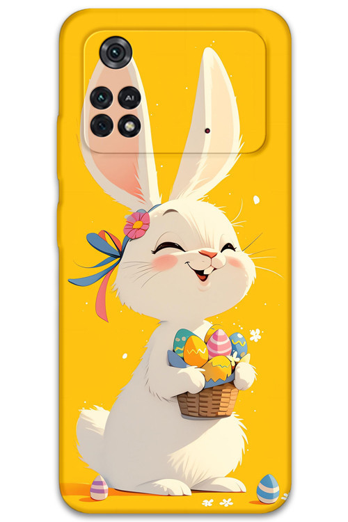 Poco M4 Pro 4G Uyumlu Tavşan Desenli Telefon Kılıfı + Ekran Koruyucu - 5807
