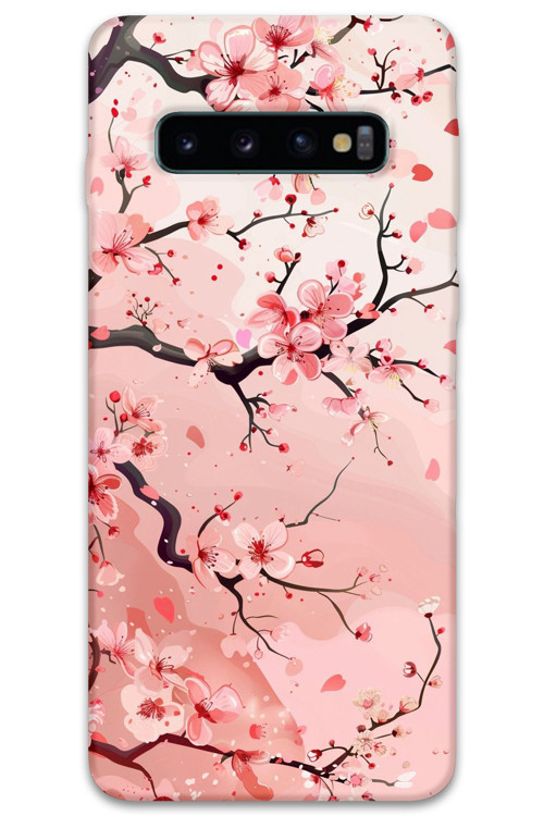 Galaxy S10 Plus Uyumlu Çiçek Desenli Telefon Kılıfı + Ekran Koruyucu - 5805