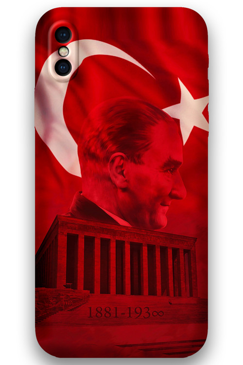 İphone Xs Max Uyumlu Atatürk Desenli Telefon Kılıfı + Ekran Koruyucu - 5848