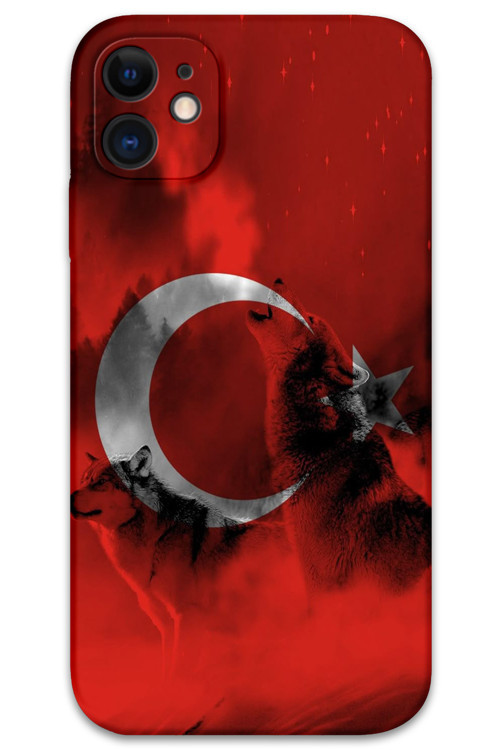 İphone 11 Uyumlu Türk Bayrağı Desenli Telefon Kılıfı + Ekran Koruyucu - 5854