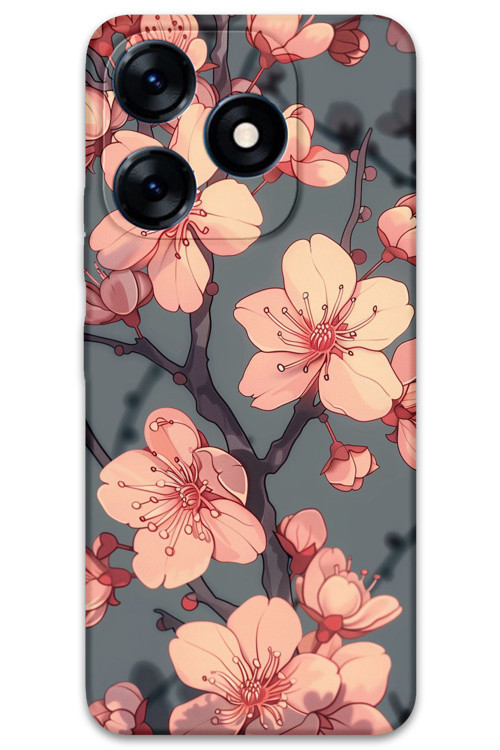 Tecno Spark 10C Uyumlu Çiçek Desenli Telefon Kılıfı + Ekran Koruyucu - 5801