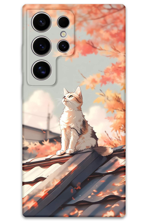Galaxy S22 Ultra Uyumlu Kedi Desenli Telefon Kılıfı + Ekran Koruyucu - 5784