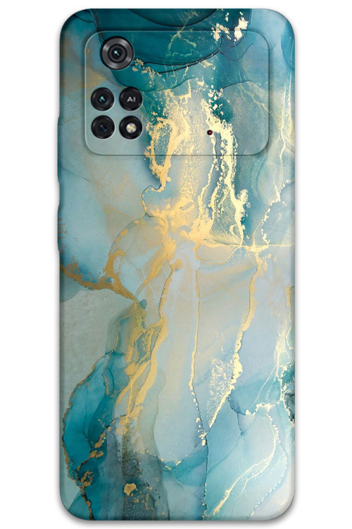Poco M4 Pro 4G Uyumlu Mermer Desenli Telefon Kılıfı + Ekran Koruyucu - 5814