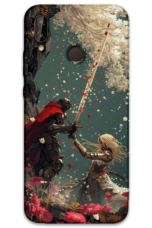 Huawei P20 Lite Uyumlu Retro Desenli Telefon Kılıfı + Ekran Koruyucu - 5838
