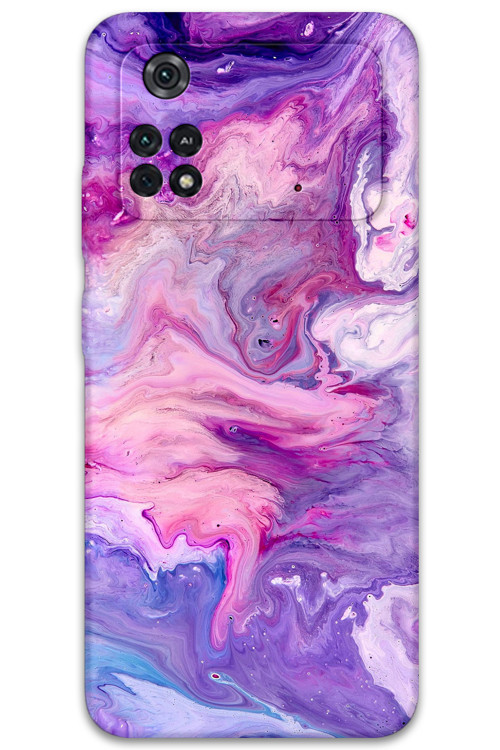 Poco M4 Pro 4G Uyumlu Mermer Desenli Telefon Kılıfı + Ekran Koruyucu - 5813