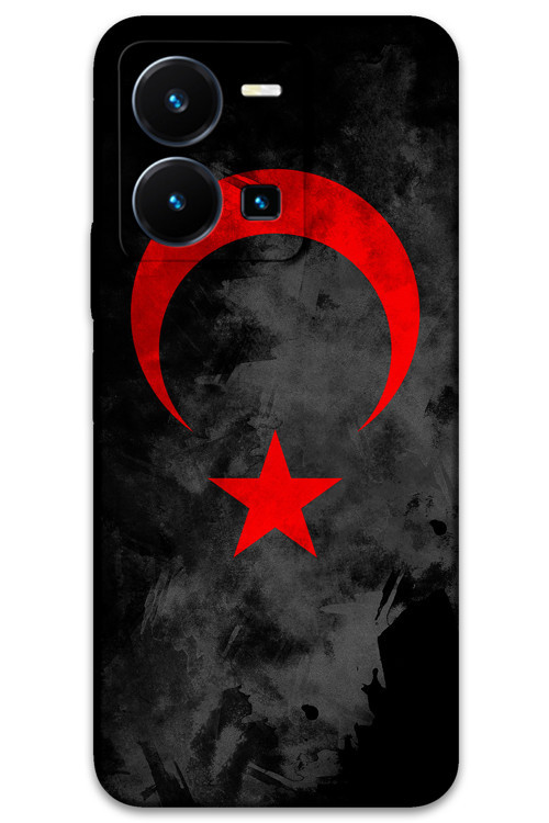 Vivo Y35 Uyumlu Türk Bayrağı Desenli Telefon Kılıfı + Ekran Koruyucu - 5852