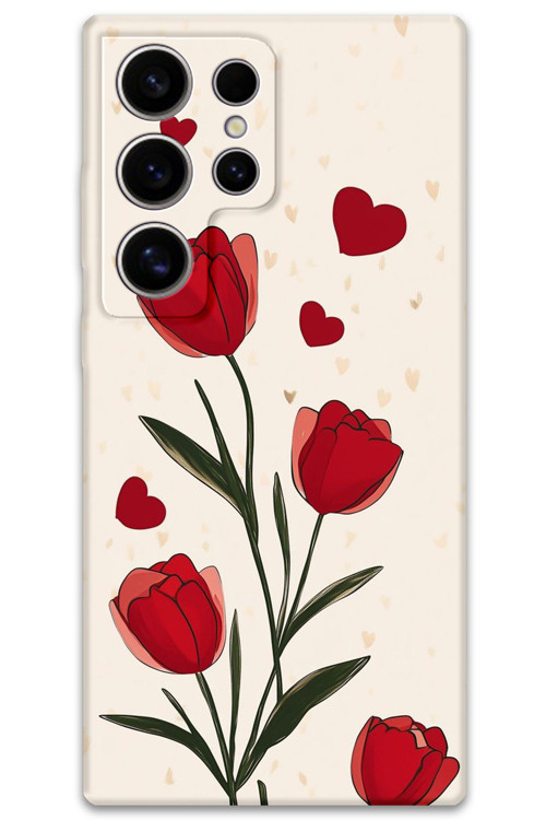 Galaxy S23 Ultra Uyumlu Çiçek Desenli Telefon Kılıfı + Ekran Koruyucu - 5789