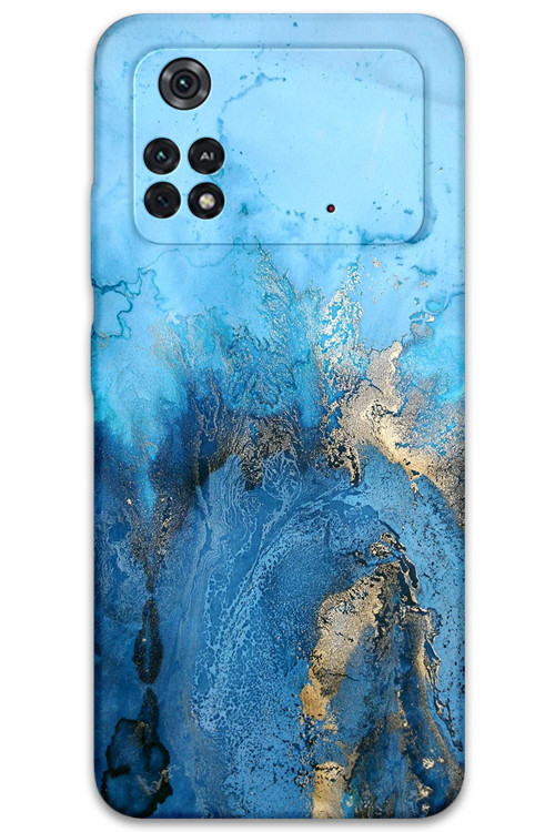 Poco M4 Pro 4G Uyumlu Mermer Desenli Telefon Kılıfı + Ekran Koruyucu - 5812