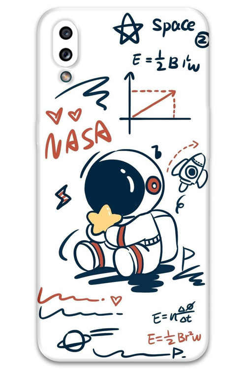 Galaxy A10S Uyumlu Astronot Desenli Telefon Kılıfı + Ekran Koruyucu - 5858
