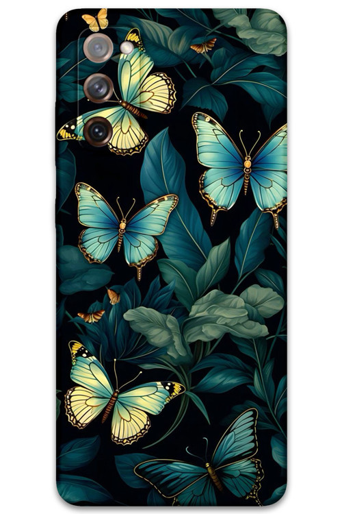 Galaxy S20 Fe Uyumlu Kelebek Desenli Telefon Kılıfı + Ekran Koruyucu - 5791