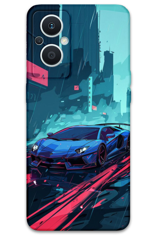 Oppo Reno 7 Lite Uyumlu Araba Desenli Telefon Kılıfı + Ekran Koruyucu - 5763