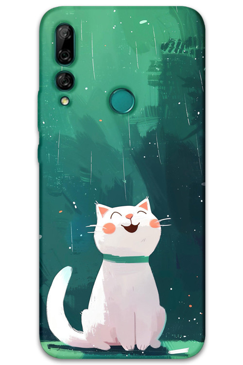 Huawei P Smart Z Uyumlu Kedi Desenli Telefon Kılıfı + Ekran Koruyucu - 5781