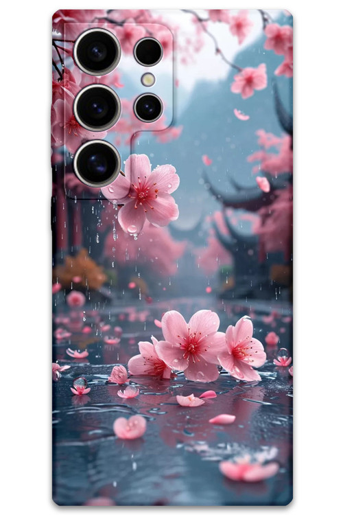 Galaxy S23 Ultra Uyumlu Çiçek Desenli Telefon Kılıfı + Ekran Koruyucu - 5794
