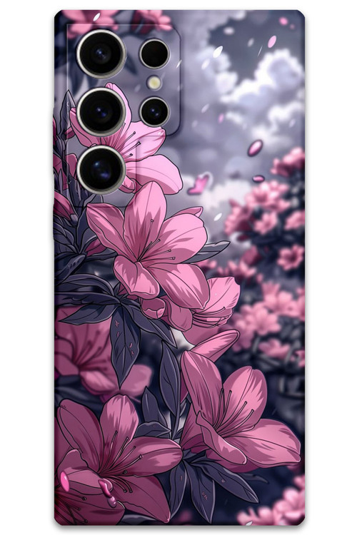Galaxy S23 Ultra Uyumlu Çiçek Desenli Telefon Kılıfı + Ekran Koruyucu - 5796