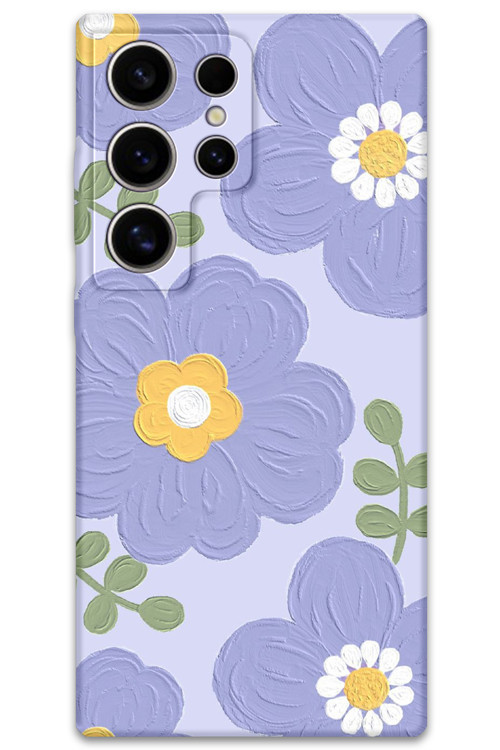 Galaxy S23 Ultra Uyumlu Çiçek Desenli Telefon Kılıfı + Ekran Koruyucu - 5799