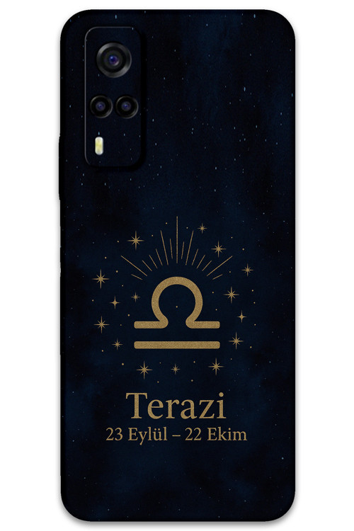 Vivo Y53S Uyumlu Terazi Burcu Desenli Telefon Kılıfı + Ekran Koruyucu - 5774