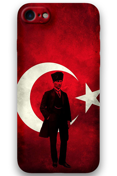 İphone Se 2022 Uyumlu Atatürk Desenli Telefon Kılıfı + Ekran Koruyucu - 5849