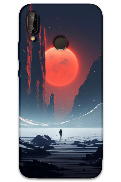 Huawei P20 Lite Uyumlu Uzay Desenli Telefon Kılıfı + Ekran Koruyucu - 5861