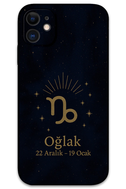 İphone 11 Uyumlu Oğlak Burcu Desenli Telefon Kılıfı + Ekran Koruyucu - 5777